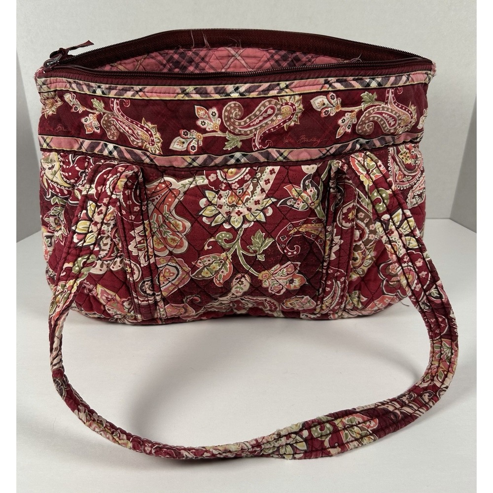 VTG Vera Bradley Piccadilly Plum Burgundy Medium Quilted Shoulder Bag "Retired"